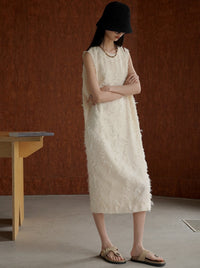 Fringe Flower Sleeveless Dress_BDHL6200