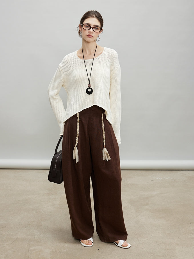 Round Neck Short Knit Tops_BDHL7187