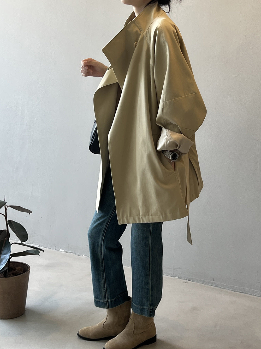 Retro Stand Collar Trench Coat_BDHL7126