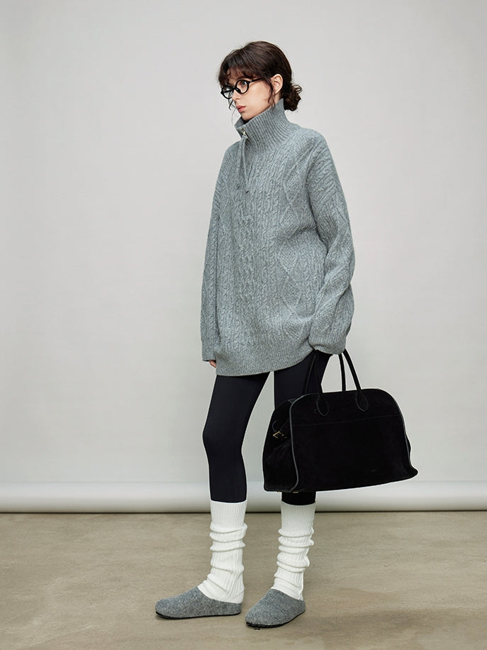 Stand Collar Half-Zip Tops_BDHL7936