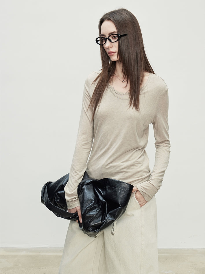 Faux Two-Piece Round Neck Tops_BDHL7090