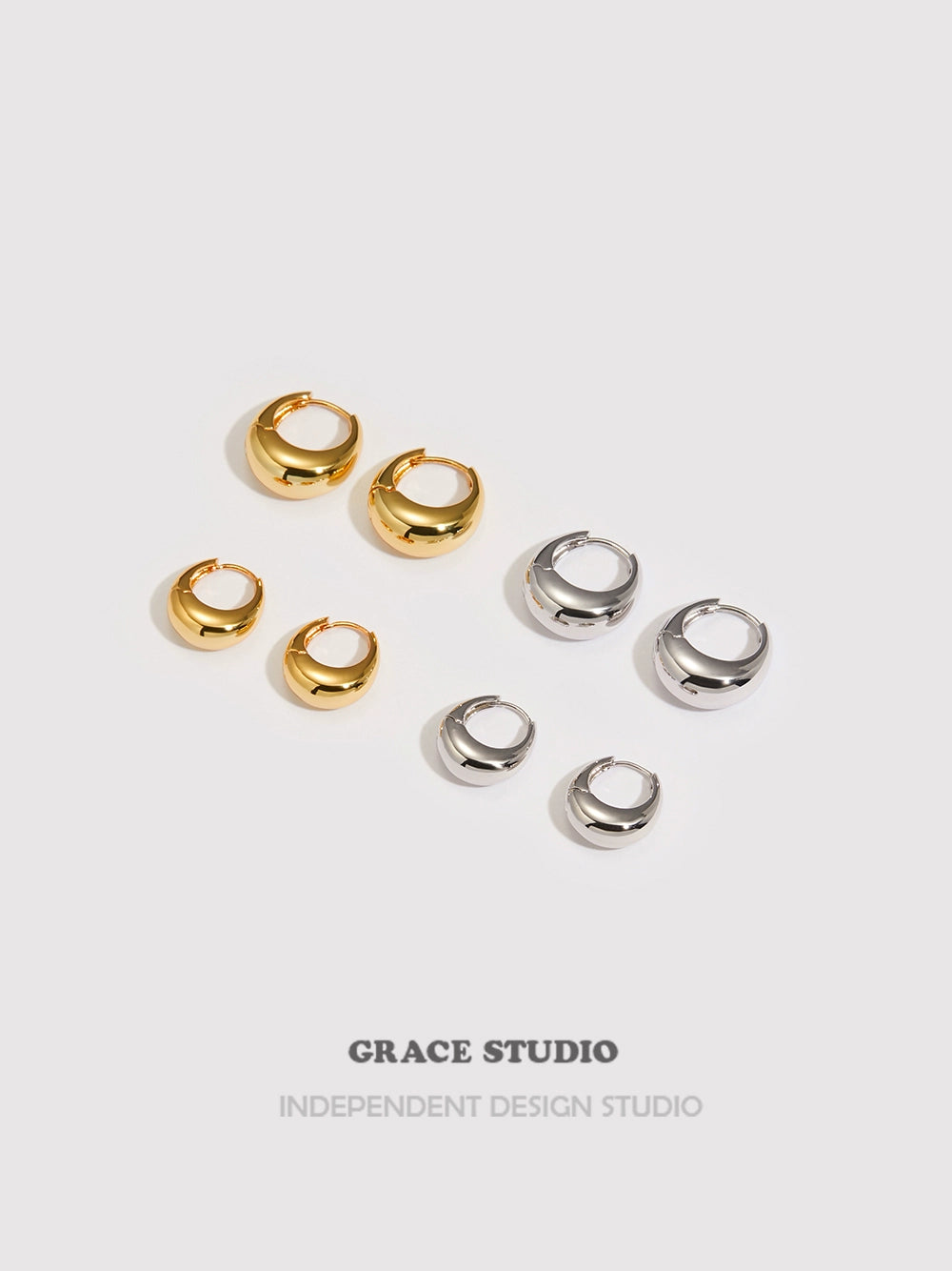 Glossy Dome-Shaped Hoop Pierced Earrings_BDHL7675