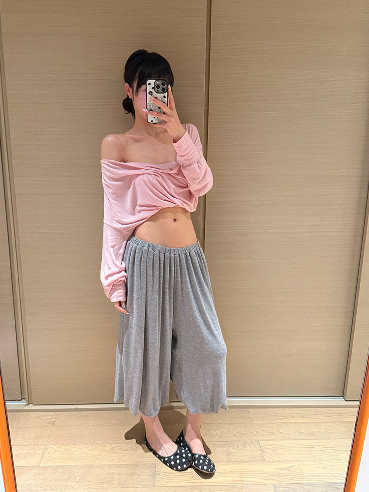 Elastic-Waist Wide-Leg Cropped Pants_BDHL8369