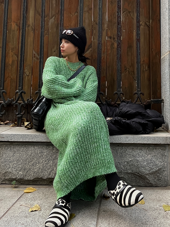 Loose Thick Knit Long Dress_BDHL6729