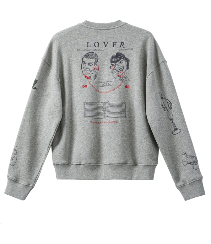 Embroidered Print Gray Sweatshirt_BDHL7842