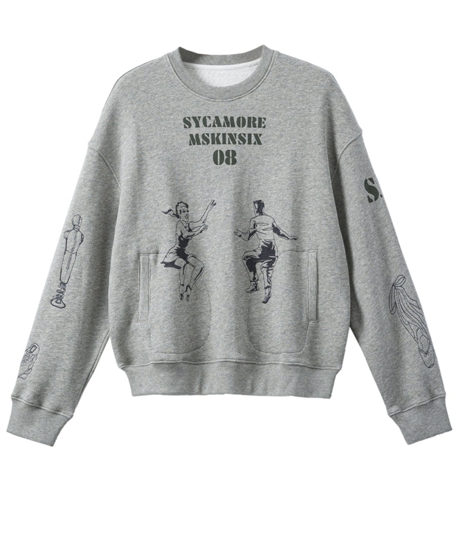 Embroidered Print Gray Sweatshirt_BDHL7842