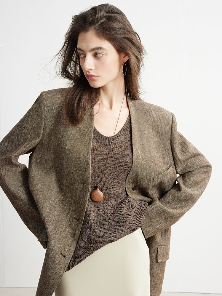 Collarless Suit Jacket_BDHL7132