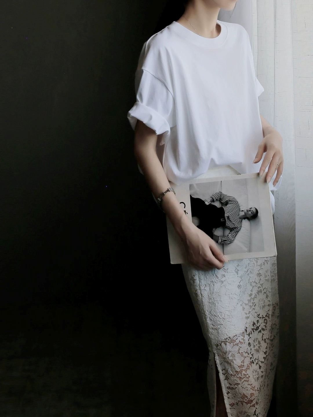 Round Neck Shirt And Fishtail Skirt Set_BDHL7635