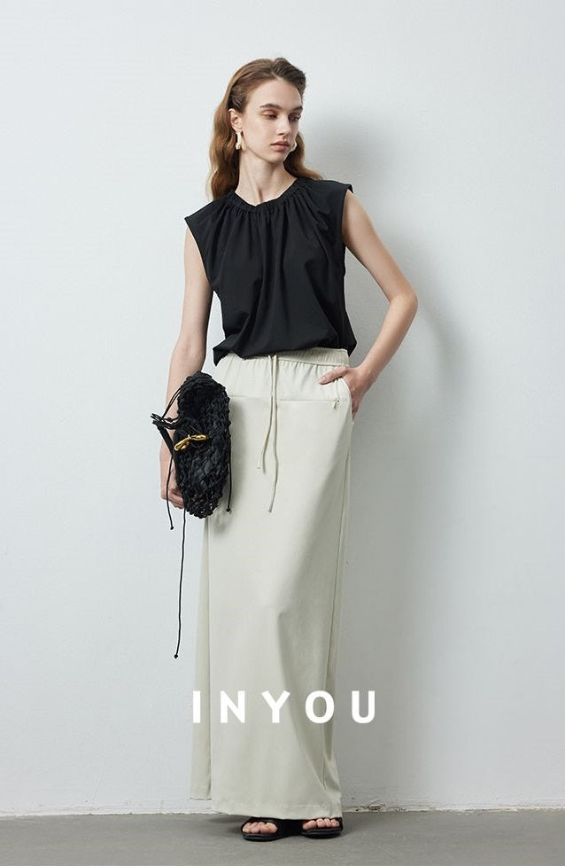 Back Slit Straight Long Skirt_BDHL6148