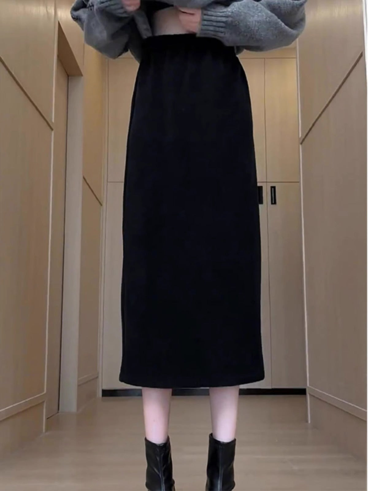 High-Waisted Thick Straight Skirt_BDHL7817