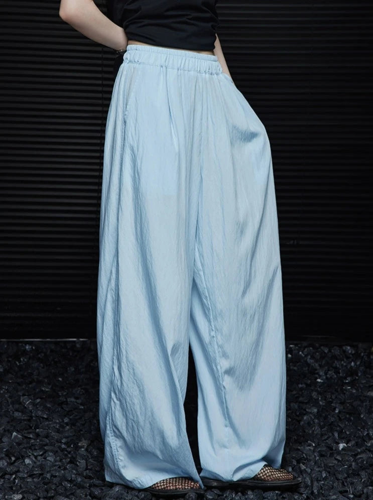 Blue Wide-Leg Drap Pants_BDHL6030