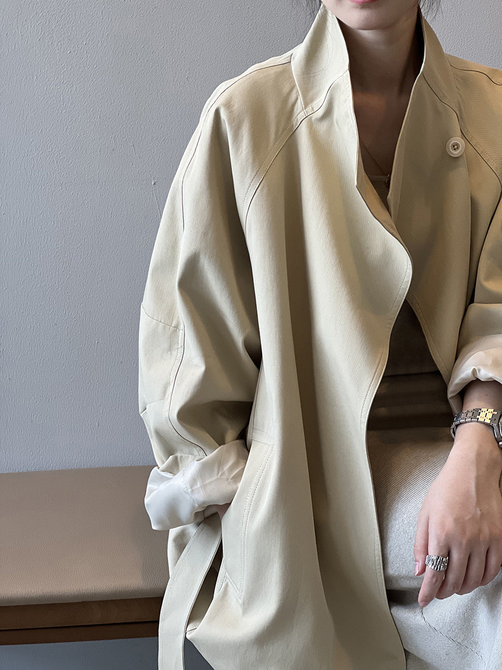 Retro Stand Collar Trench Coat_BDHL7126