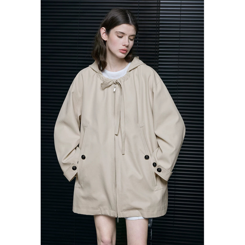 Cotton Hooded Mid-Length Loose Trench Coat_BDHL8215