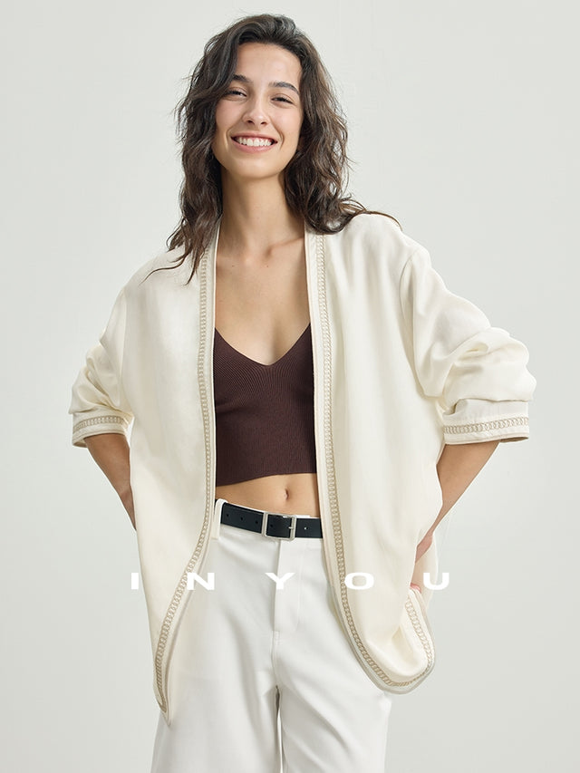 Collarless Embroidered Jacket_BDHL7486