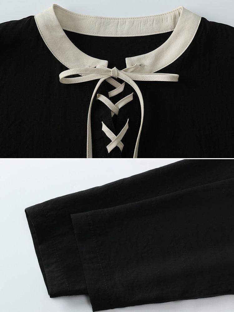 V-Neck Colour-Block Tops_BDHL8138