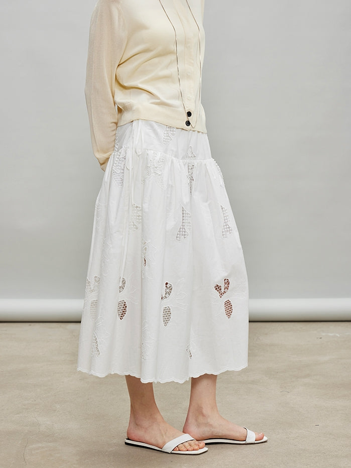 Embroidered Hollow A-Line Skirt_BDHL7184