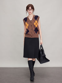 Argyle Knitted Vest Or Cardigan_BDHL6630