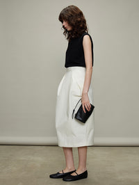 Bud Pleated Skirt & Round Neck Vest_BDHL6331