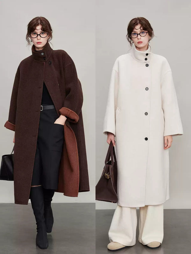 Stand Collar Mid-Length Coat_BDHL6706