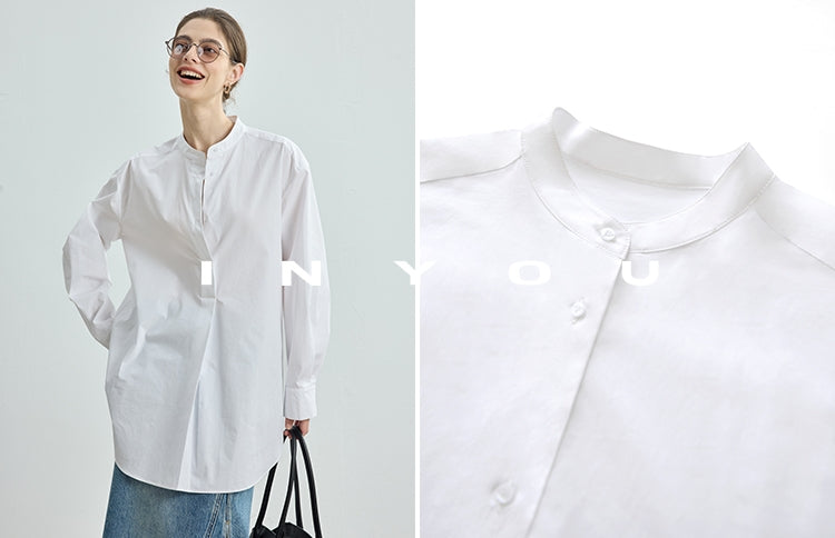 Stand Collar Simple Tops_BDHL7714