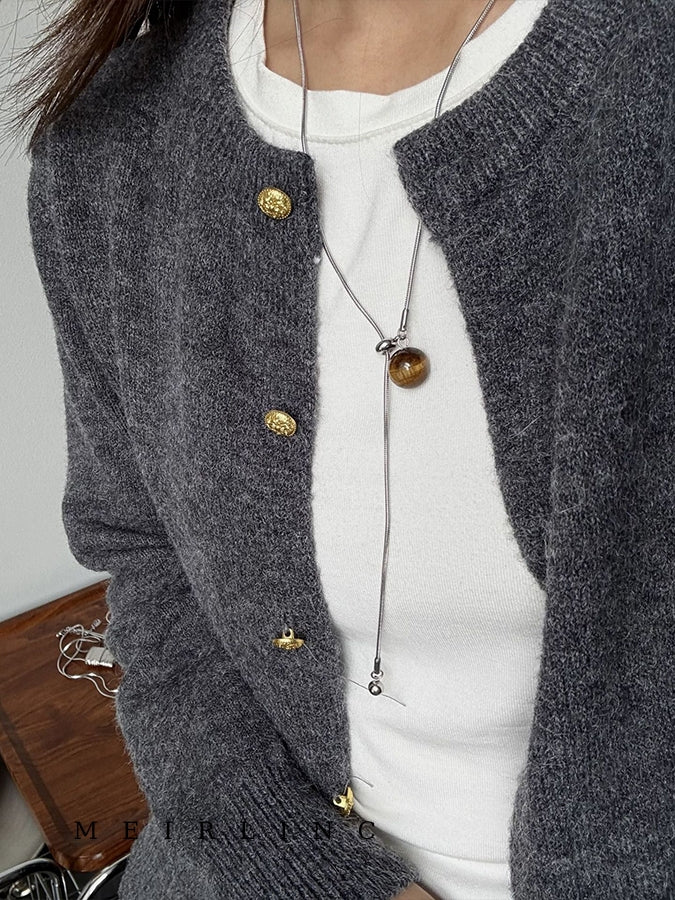 Tiger Eye Or Baroque Bead Necklace_BDHL7449