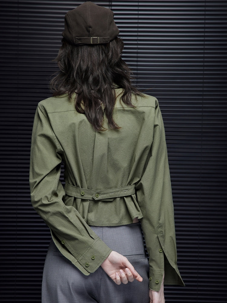 Green Lapel Shirt Short Jacket_BDHL7034