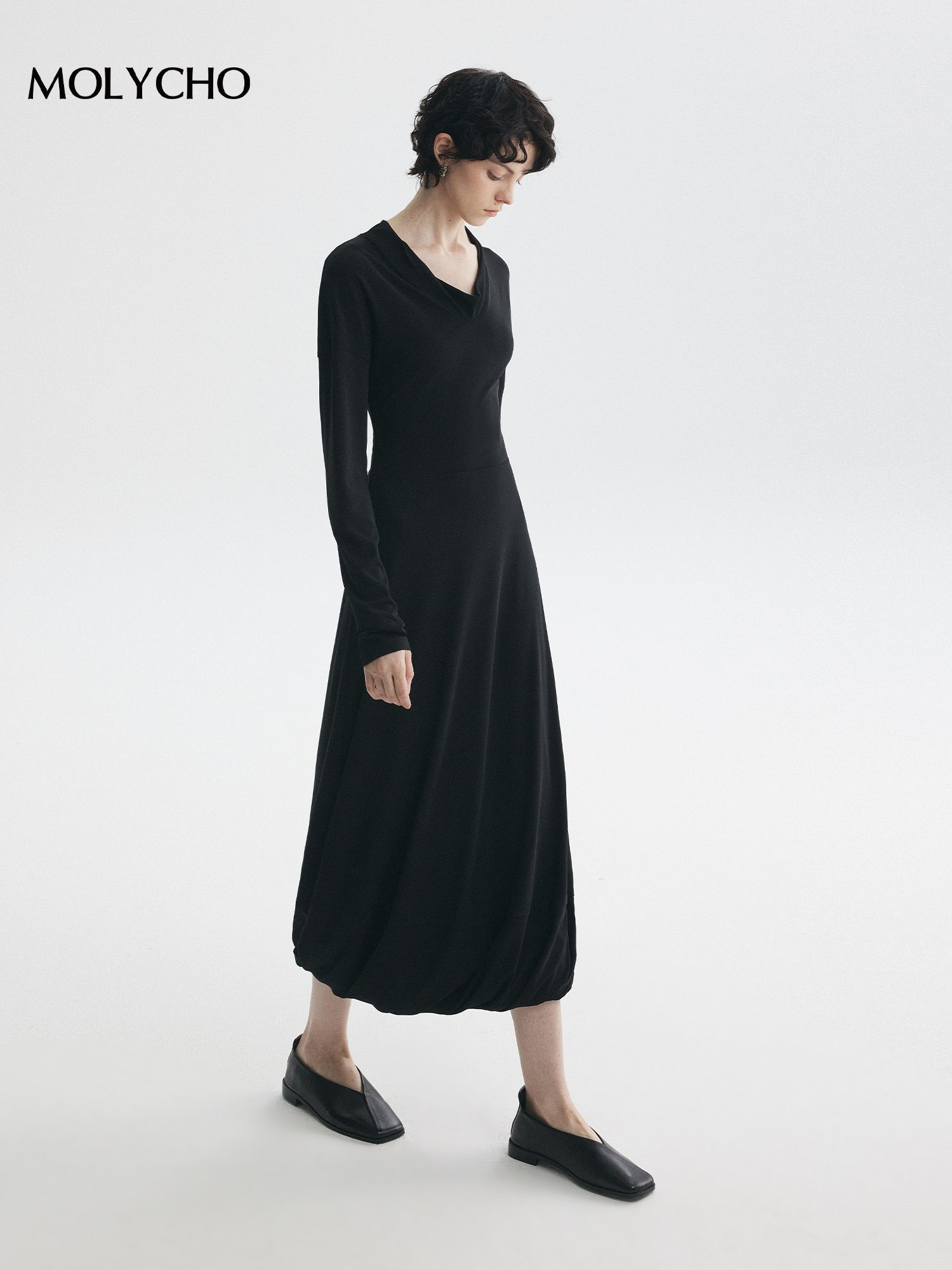V-Neck Floral Bud Dress_BDHL7722