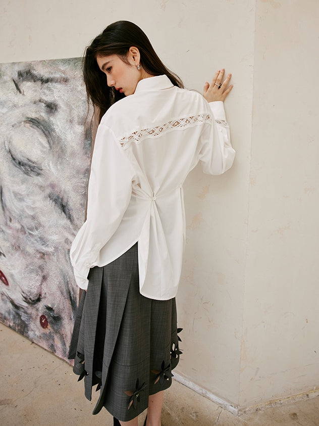 3D Hollow Pleated Skirt_BDHL6750