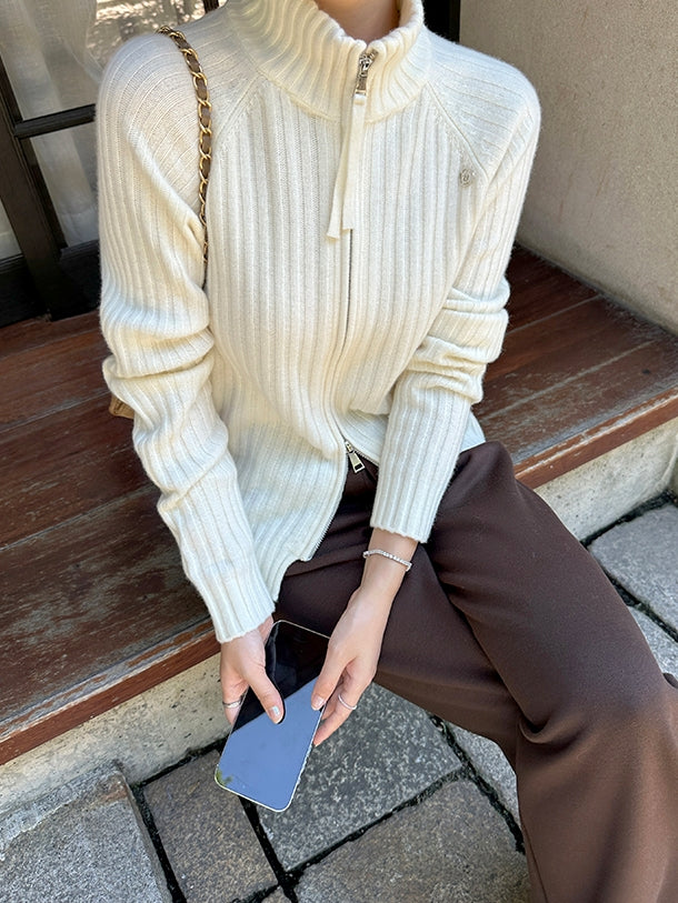 Zip-Up Knit Cardigan_BDHL7921