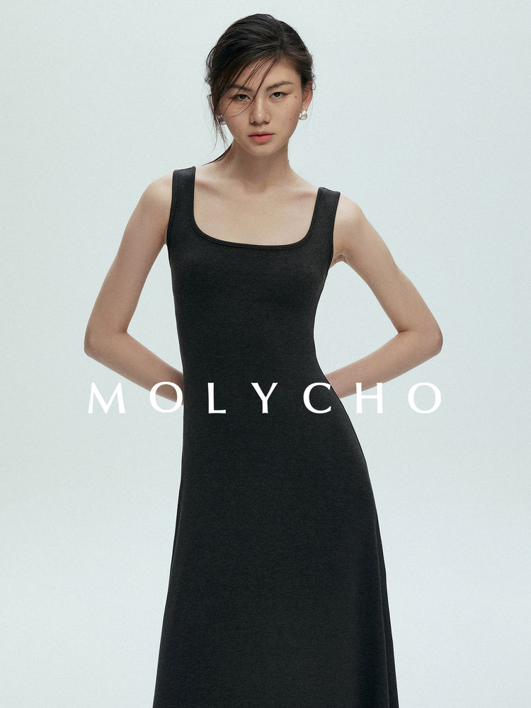 Square Neck Sleeveless Dress_BDHL7397