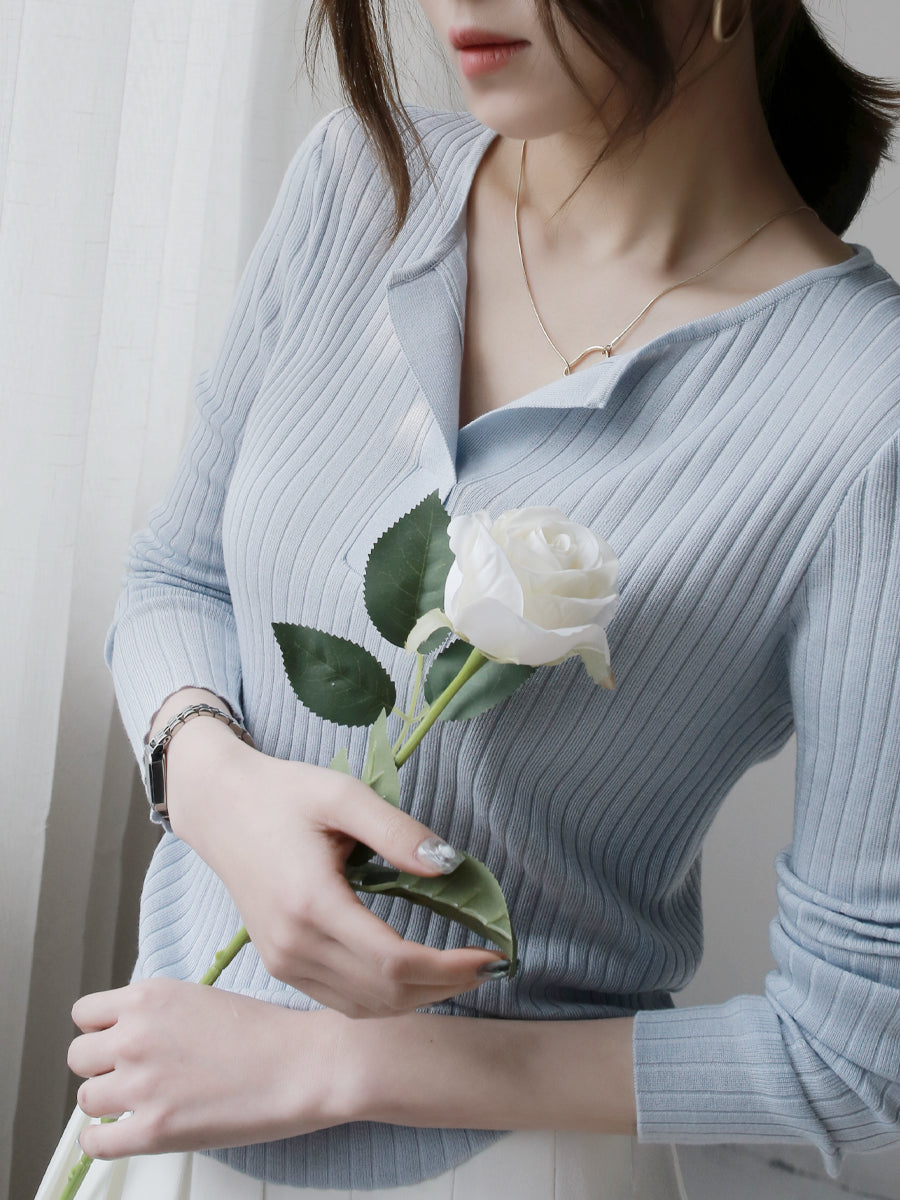 Skipper Ribbed Knit Tops_BDHL7268