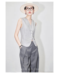 Thin Sleeveless Button Vest_BDHL6021