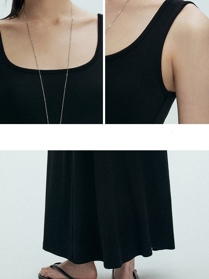 Square Neck Sleeveless Dress_BDHL7397