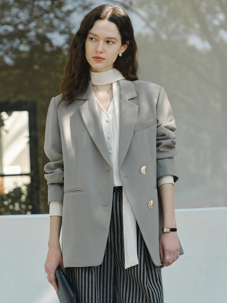Gold Button Casual Suit Jacket_BDHL7144