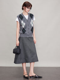 Argyle Knitted Vest Or Cardigan_BDHL6630