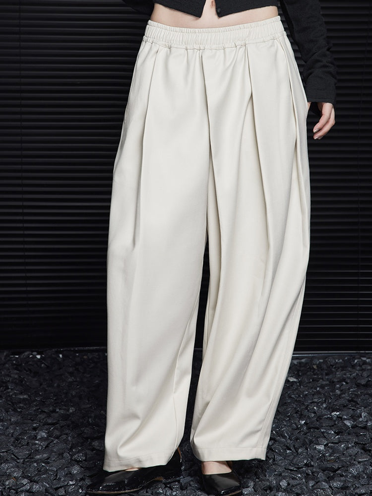 Beige Loose Drape Pants_BDHL6433