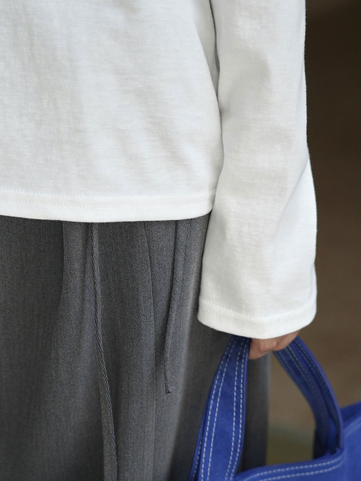 Simple Half-Zip Long-Sleeved Tops_BDHL7776