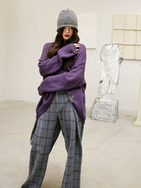 Relaxed Tucked Checkered Pants_BDHL6749