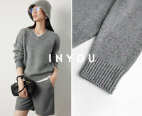 V-neck comfortable sweater_BDHL5297