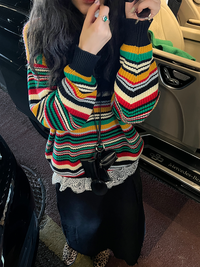 Multi-Coloured Loose Stripe Pullover_BDHL6731