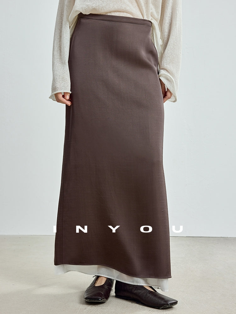 Double-Layer Back Slit Skirt_BDHL7718