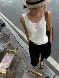 Textured Thin Loose Vest_BDHL6345