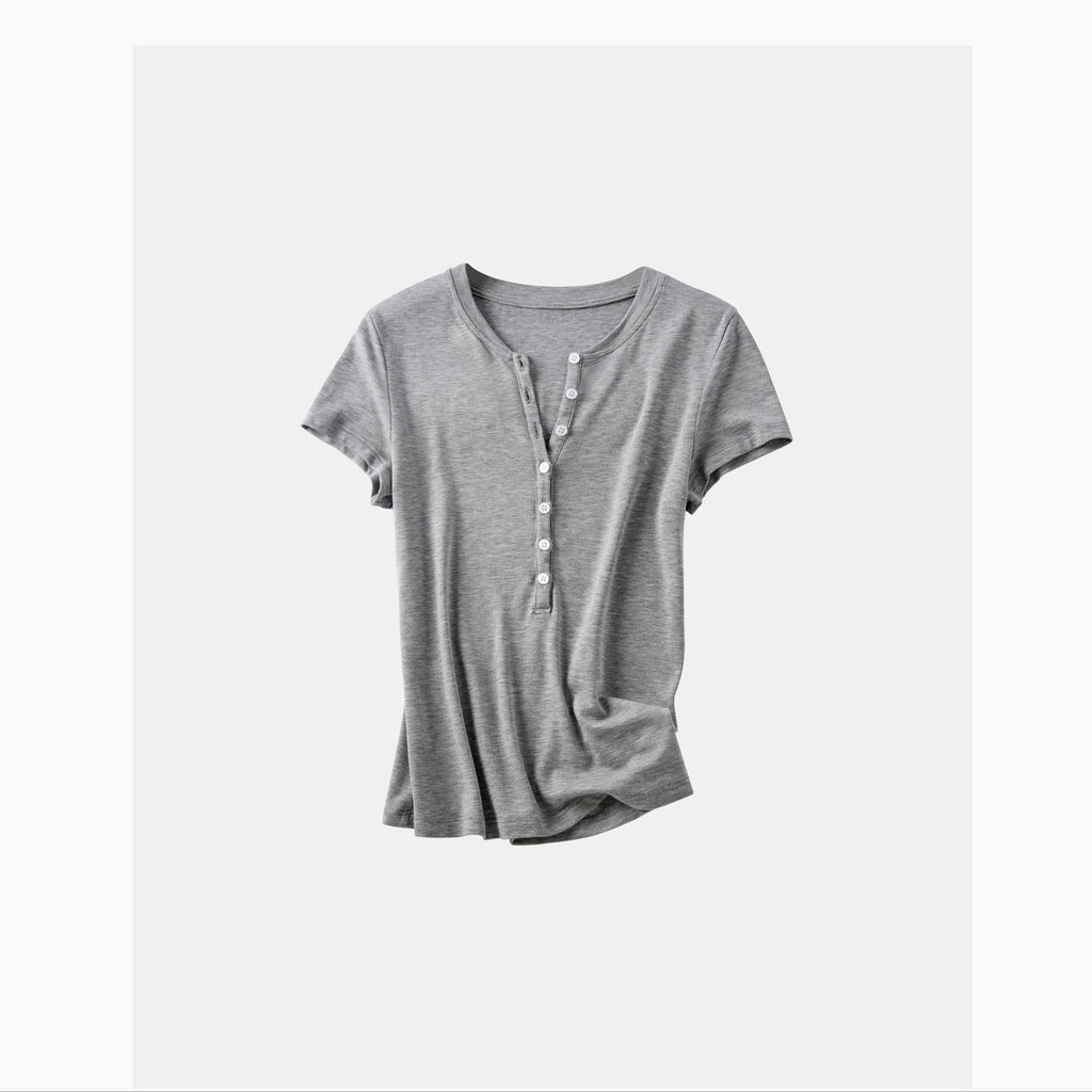Tencel Henley Slim Short-Sleeve Top_BDHL8336