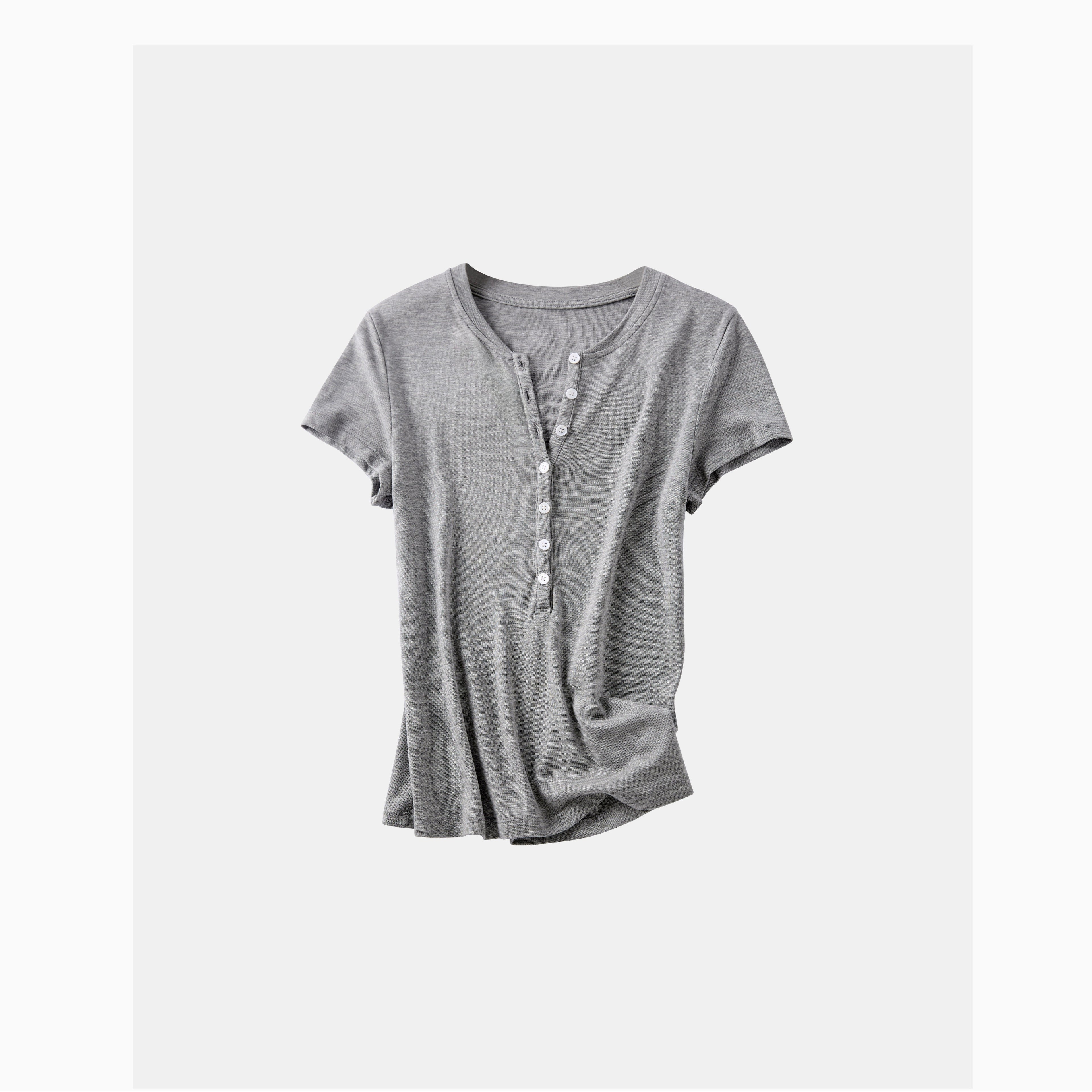 Tencel Henley Slim Short-Sleeve Top_BDHL8336