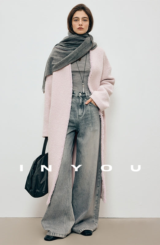 Collarless Fluffy Long Coat_BDHL7909