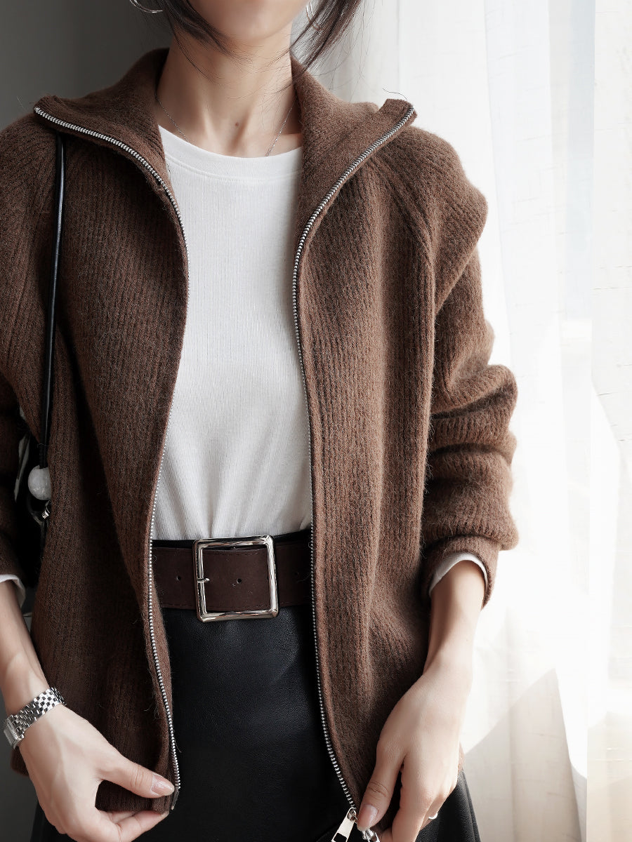 Zip-Up Knitted Cardigan_BDHL7935