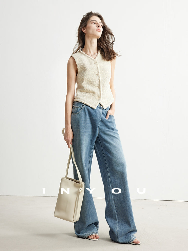 Straight Floor-Length Denim Pants_BDHL6951