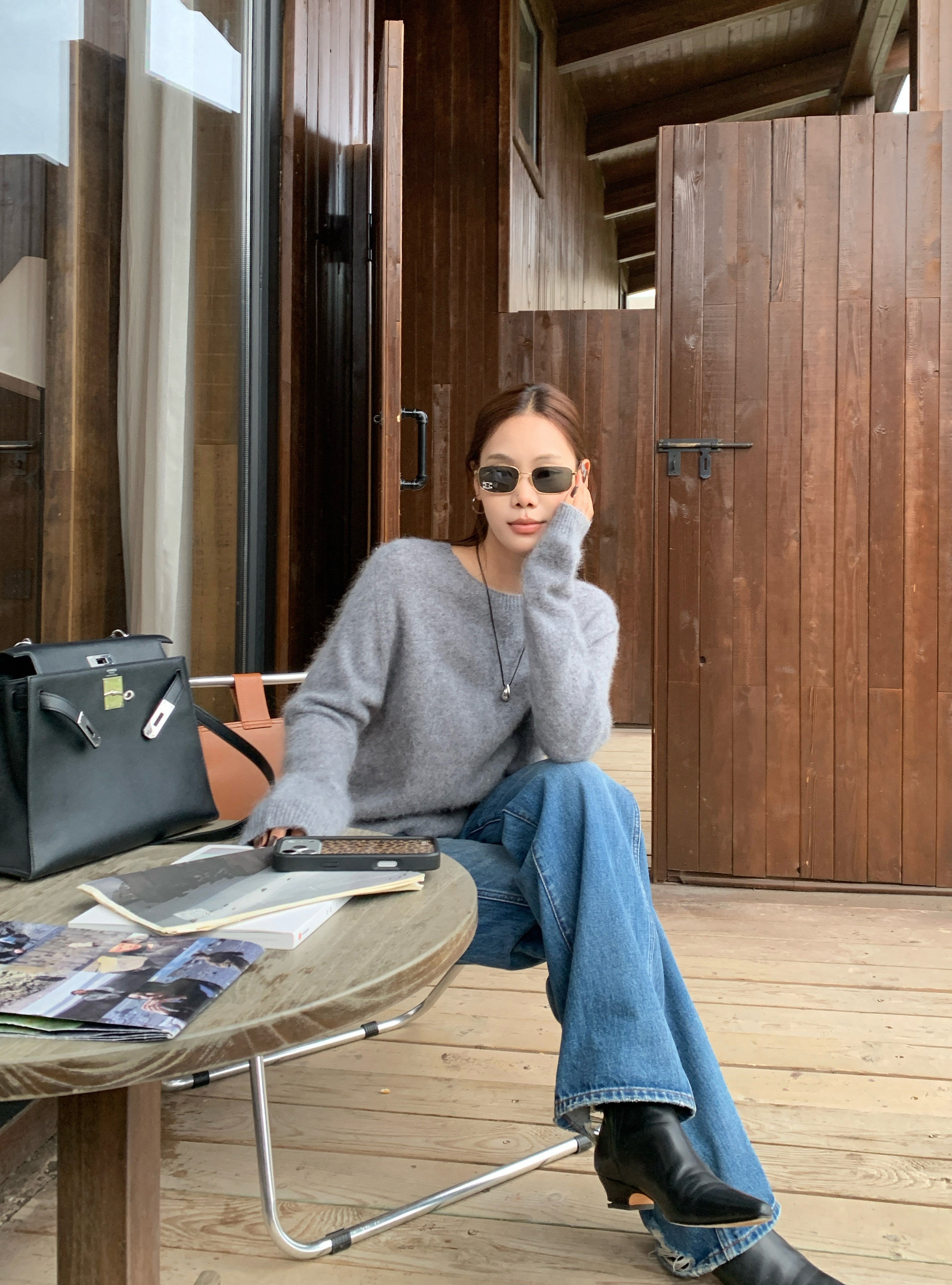 Wool Silk Cashmere Crew Neck Sweater_BDHL8441