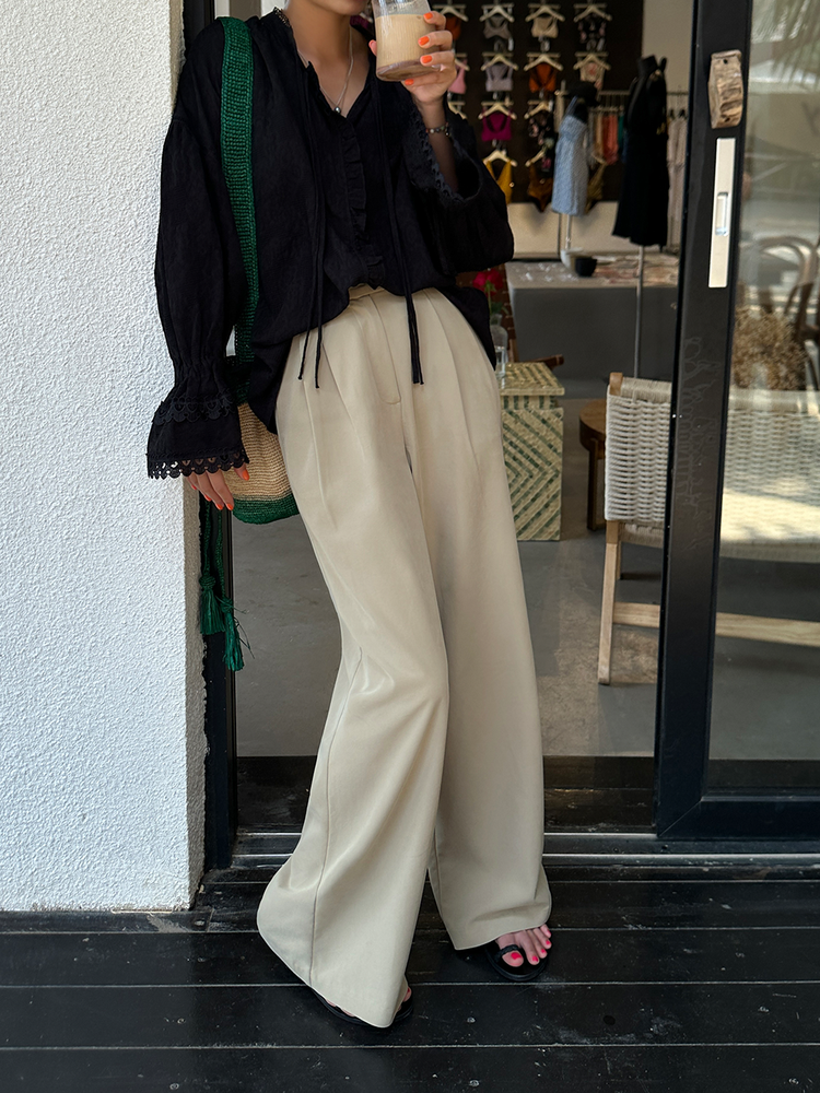 High Waist Draped Wide Leg Pants_BDHL5999