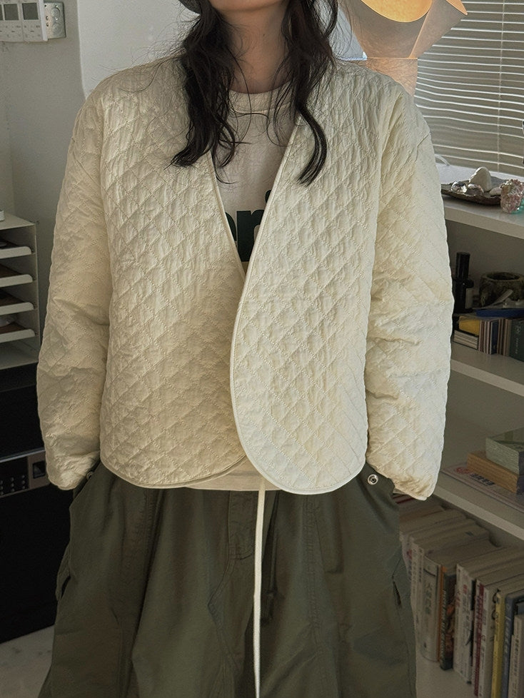 V-Neck Diamond-Stitch Jacket_BDHL8133